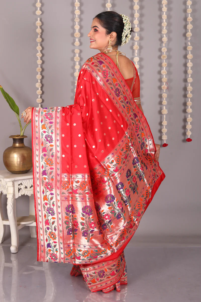 Red Pure Katan Silk Saree - Keya Seth Exclusive