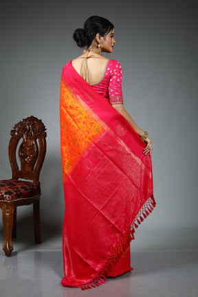 Orange Blended Katan Silk Saree