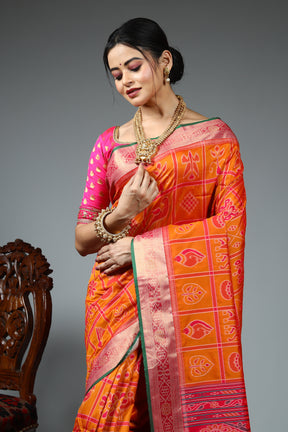 Orange Blended Silk Saree