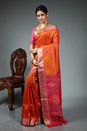 Orange Blended Silk Saree