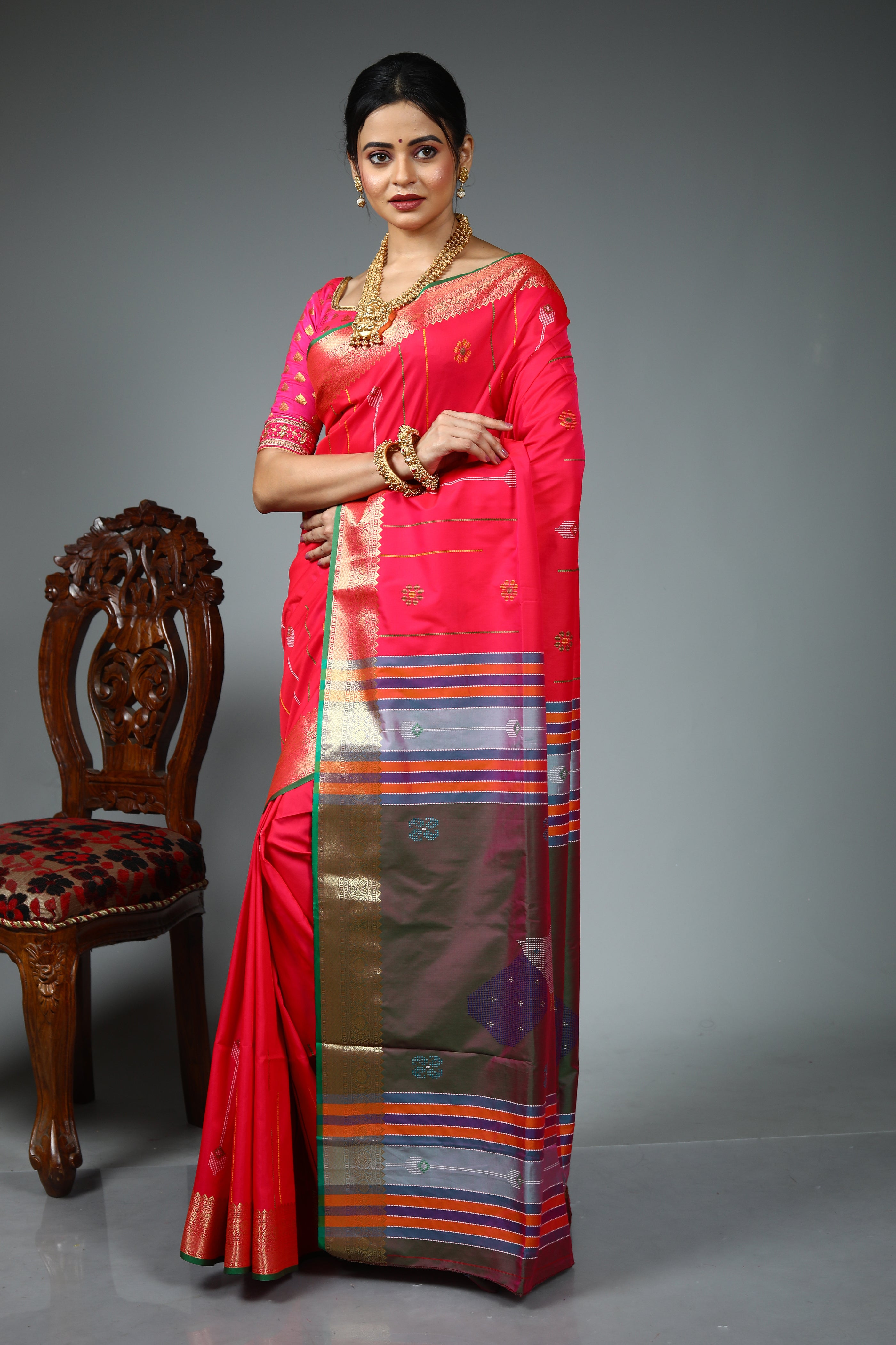 Pink Blended Silk Saree