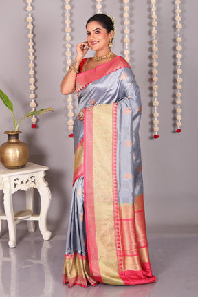 Grey Pure Katan Saree - Keya Seth Exclusive