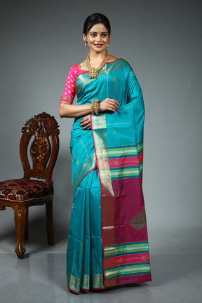 Sea Green Blended Silk Saree