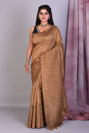 Beige Blended Art Silk Saree with Sequence Work - Keya Seth Exclusive