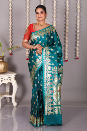 Bottle Green Pure Banarasi Silk Saree - Keya Seth Exclusive