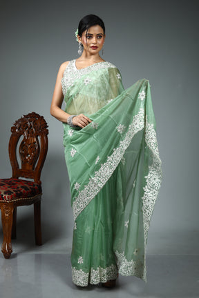 Light Green Blended Jimmy Choo Saree