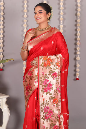 Red Pure Katan Silk Saree - Keya Seth Exclusive
