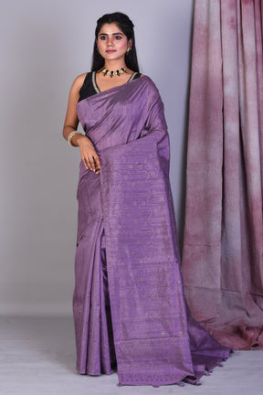 Lavender Blended Tussar Saree with Sequence Work - Keya Seth Exclusive