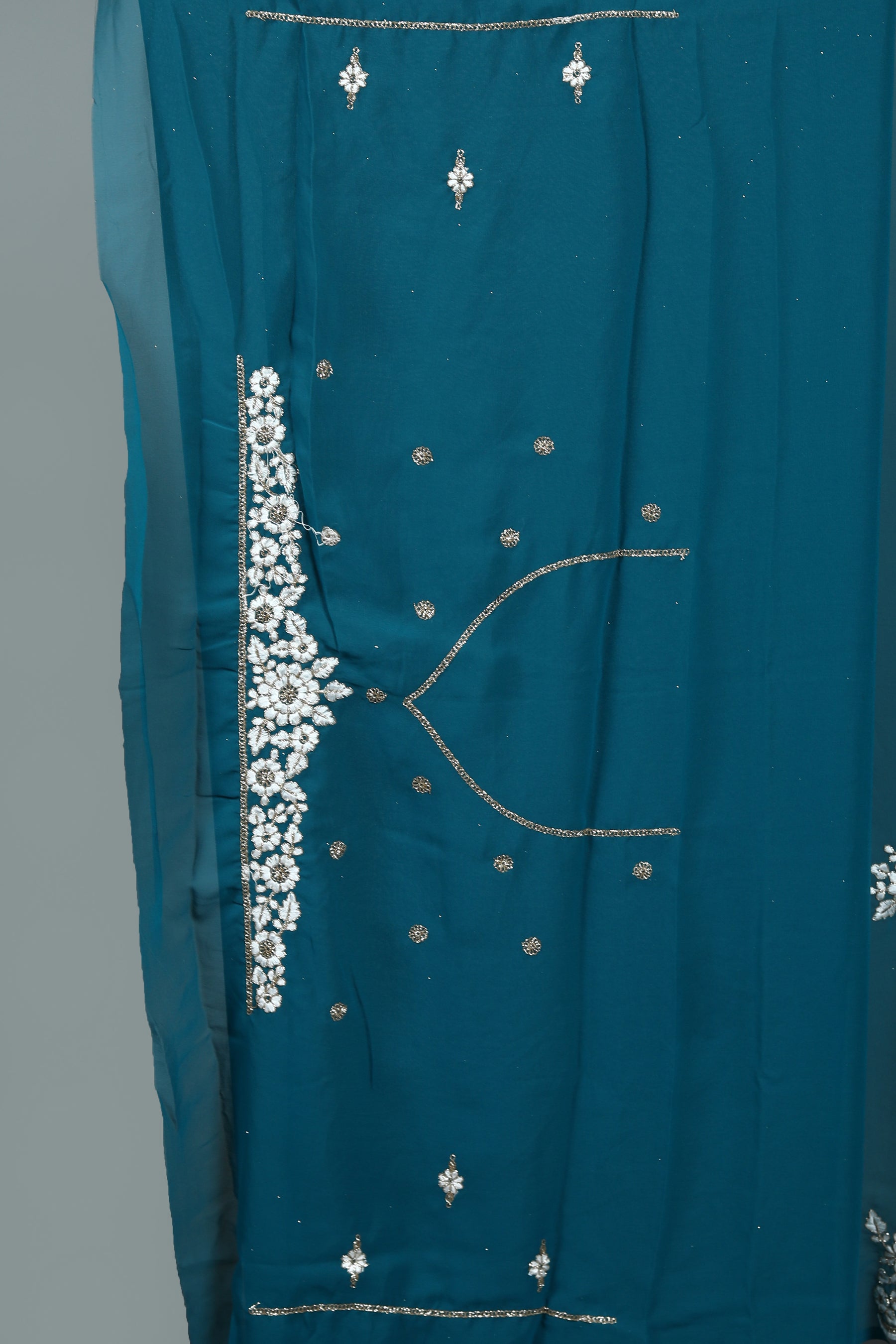 Sea Green Blended Georgette Saree