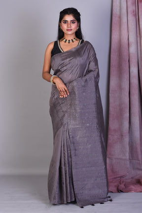 Grey Blended Tussar Saree with Sequence Work - Keya Seth Exclusive