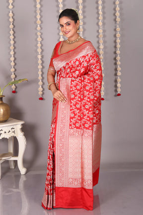 Red Pure Katan Silk Saree - Keya Seth Exclusive