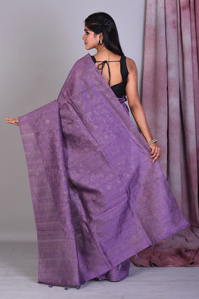 Lavender Blended Tussar Saree with Sequence Work - Keya Seth Exclusive