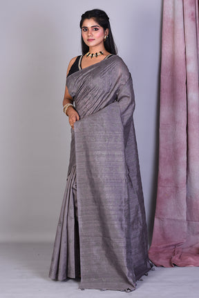 Slate Grey Blended Tussar Saree with Sequence Work - Keya Seth Exclusive