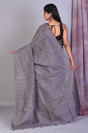 Slate Grey Blended Tussar Saree with Sequence Work - Keya Seth Exclusive