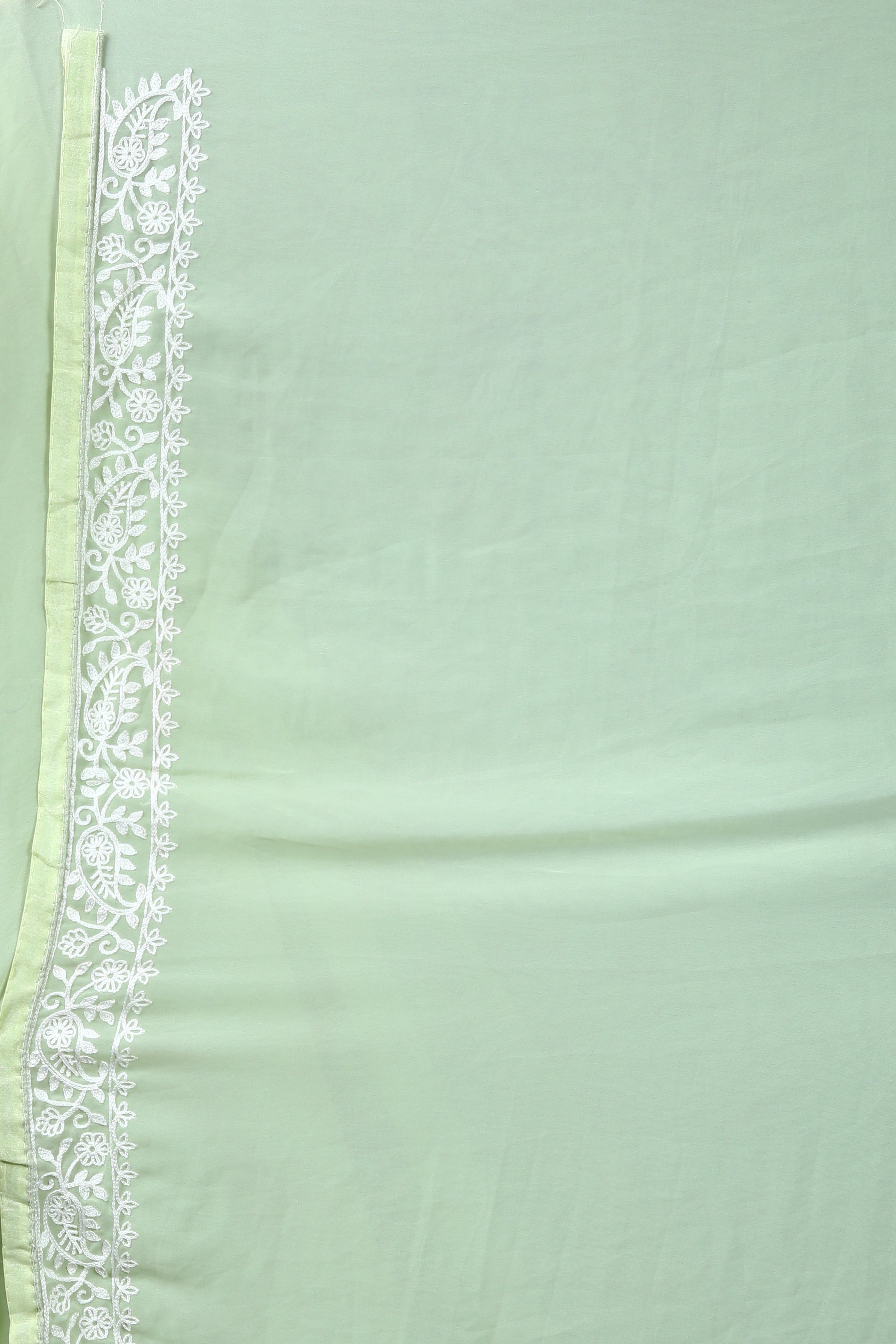 Light Green Blended Chiffon Silk Saree