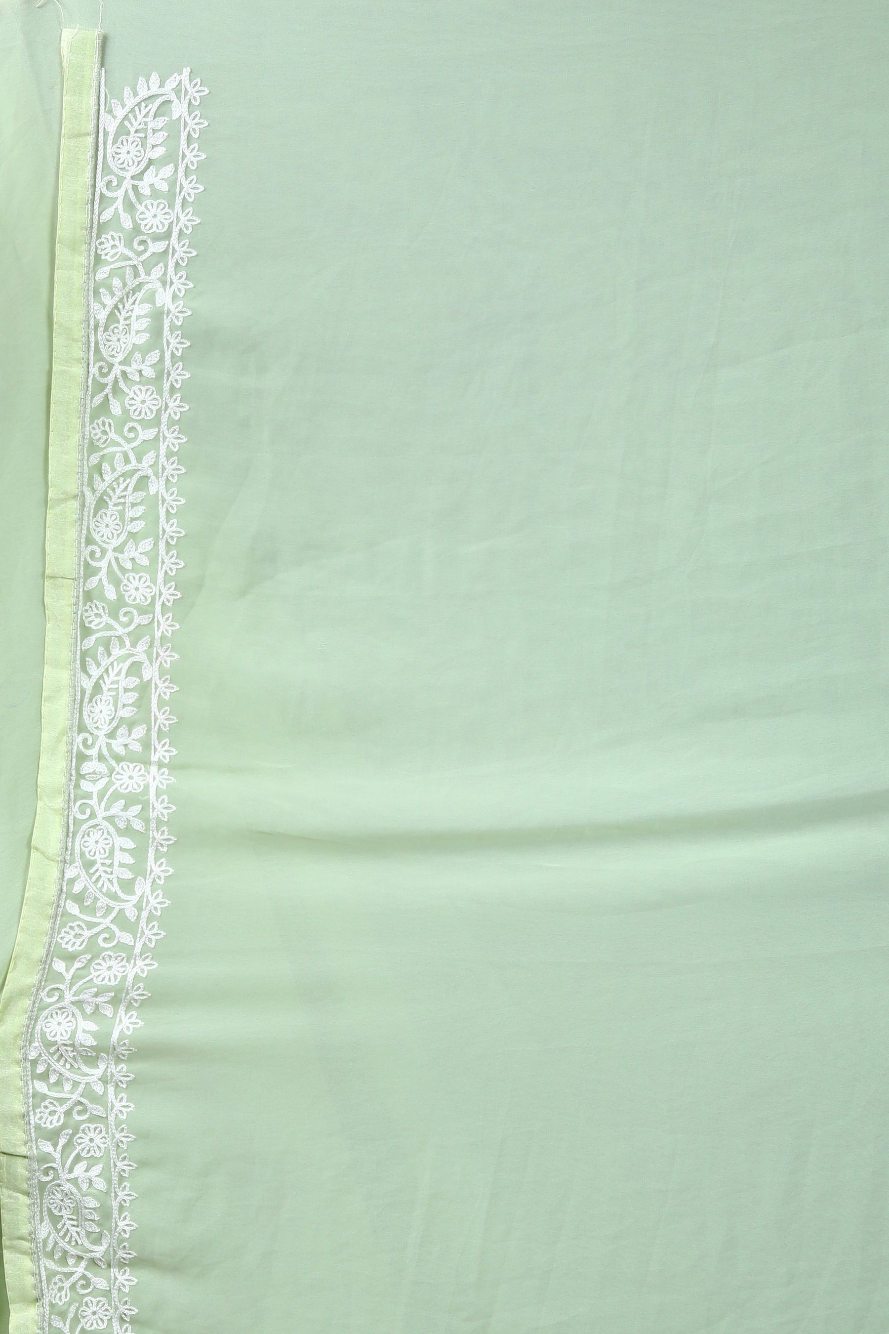 Light Green Blended Chiffon Silk Saree