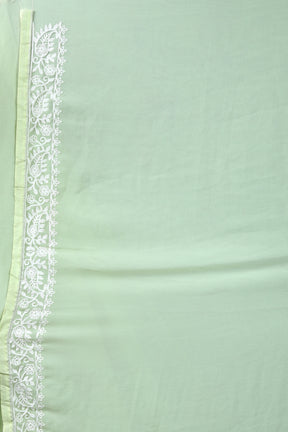 Light Green Blended Chiffon Silk Saree