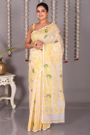 White Cotton Jamdani Saree - Keya Seth Exclusive