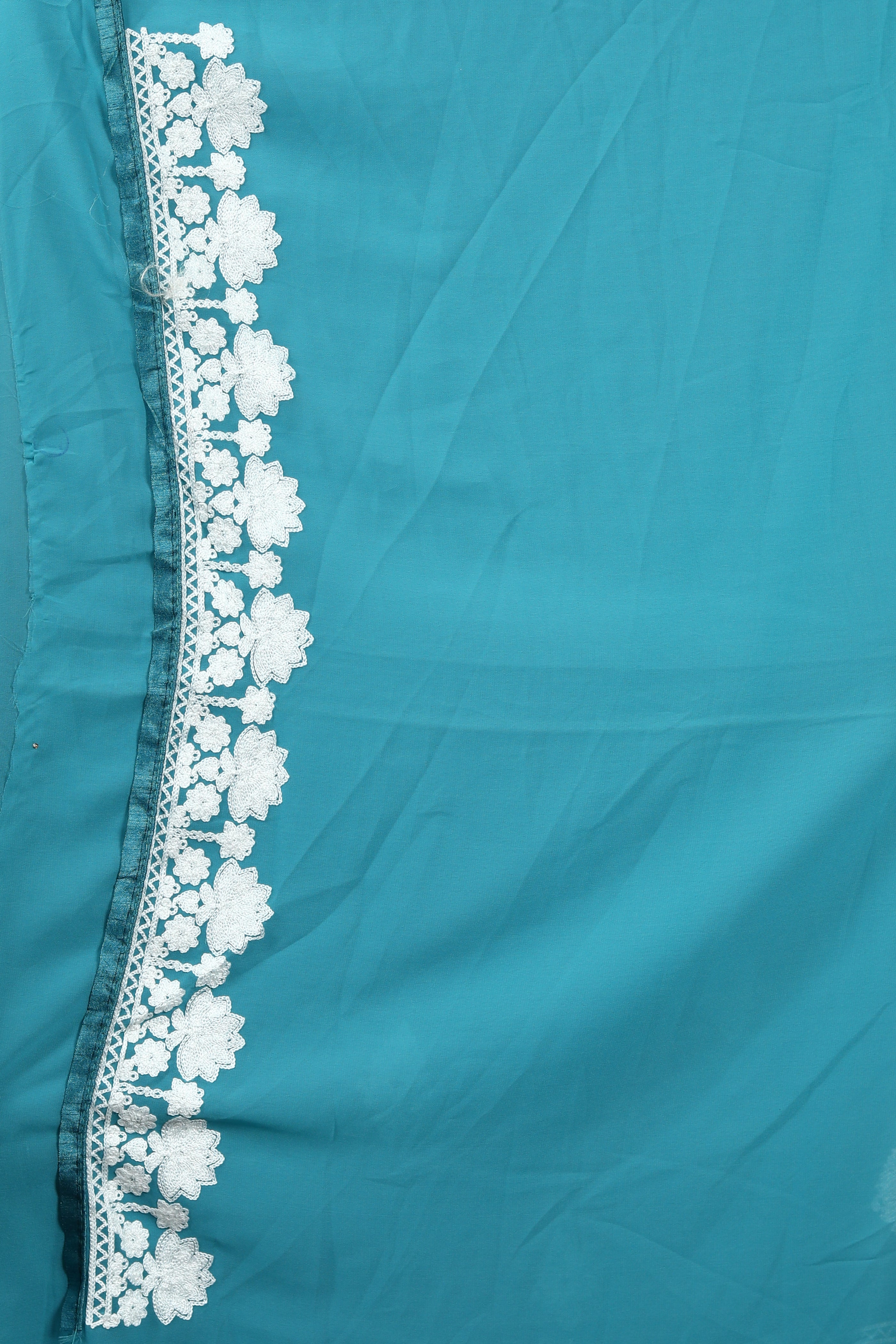 Blue Blended Chiffon Saree