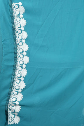 Blue Blended Chiffon Saree