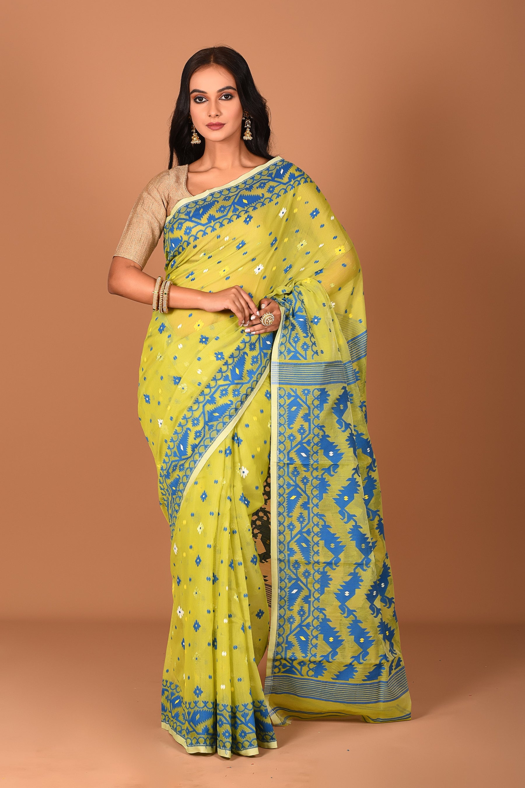 Olive Jamdani Saree - Keya Seth Exclusive