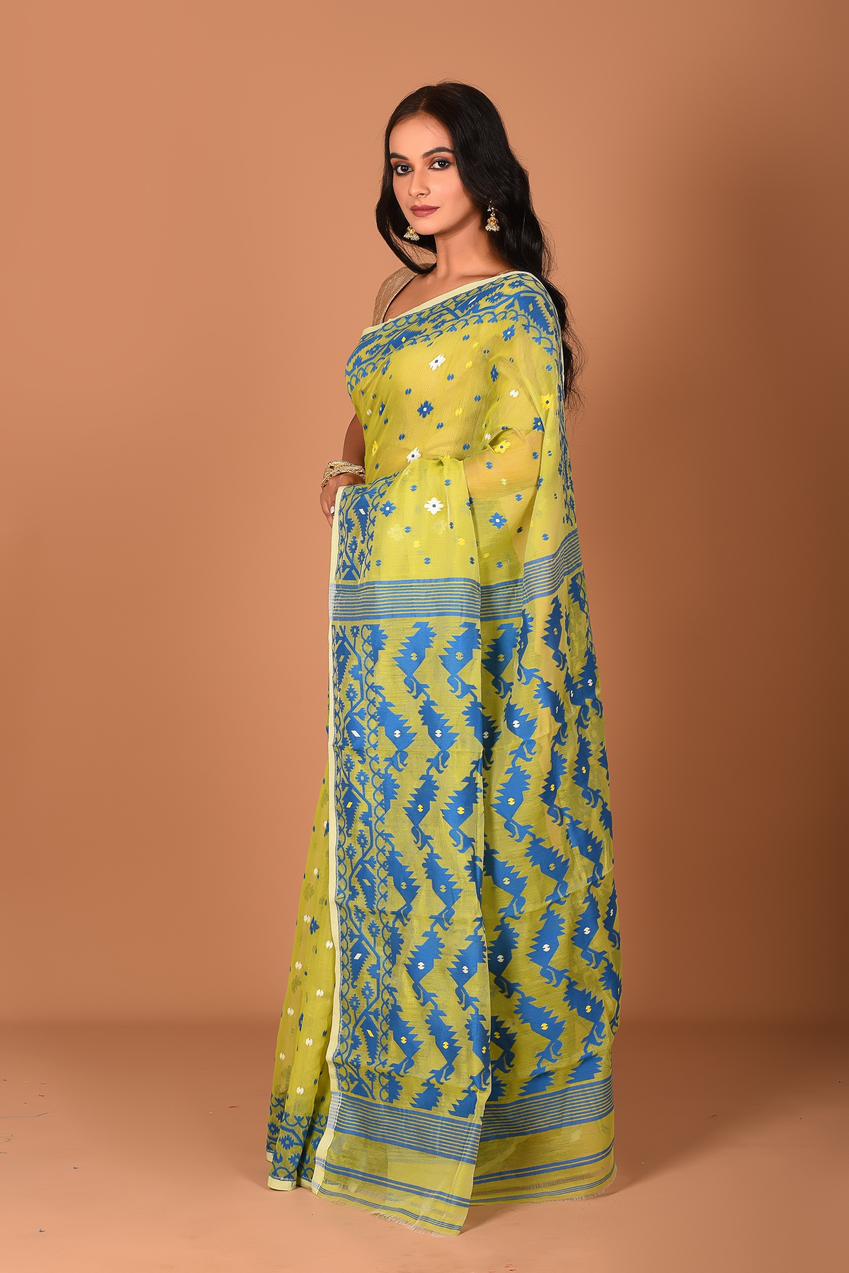 Olive Jamdani Saree - Keya Seth Exclusive