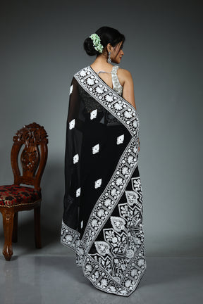 Black Blended Chiffon Saree