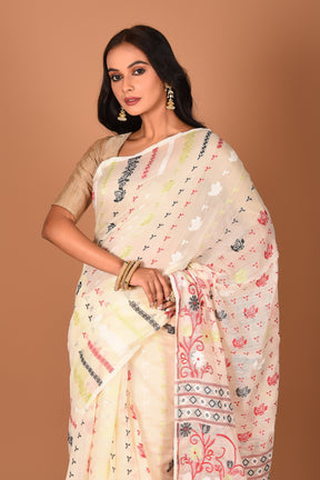 Cream Jamdani Saree - Keya Seth Exclusive