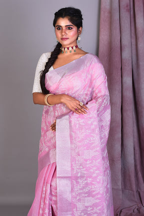 Pink Blended Silk Saree with ThreadWorks - Keya Seth Exclusive