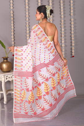 White Cotton Jamdani Saree - Keya Seth Exclusive