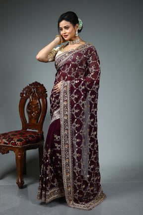Wine Jimmy Choo Saree