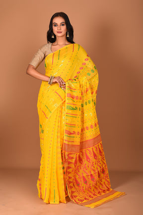 Mustard Yellow Jamdani Saree - Keya Seth Exclusive