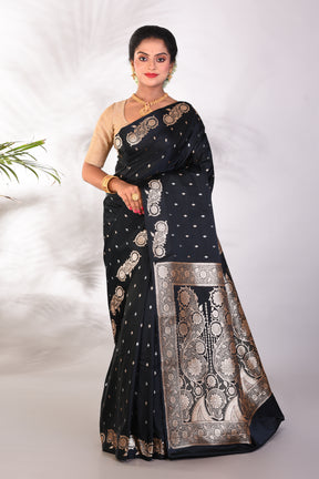 Soft Black Mushroo Silk Saree - Keya Seth Exclusive