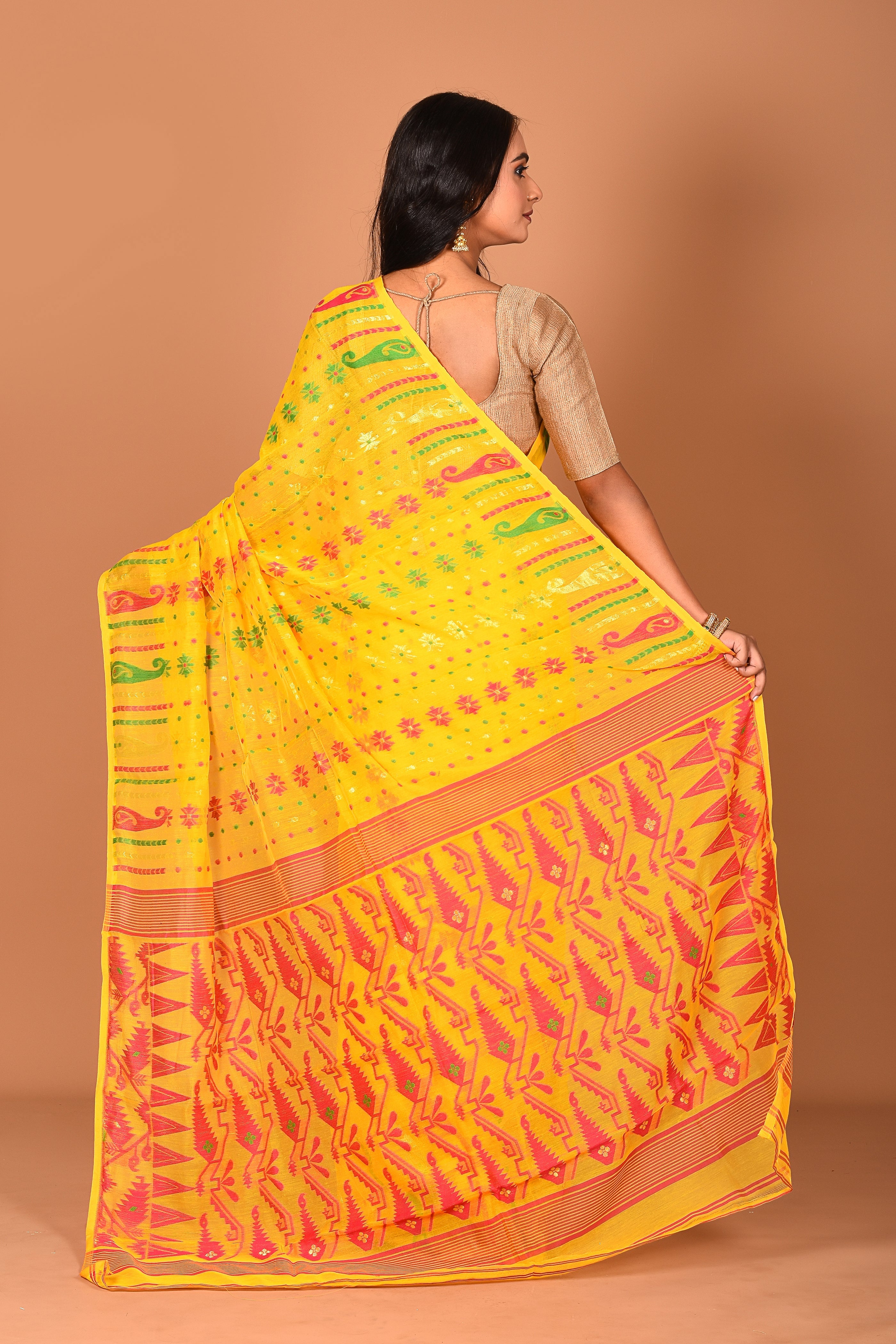 Mustard Yellow Jamdani Saree - Keya Seth Exclusive