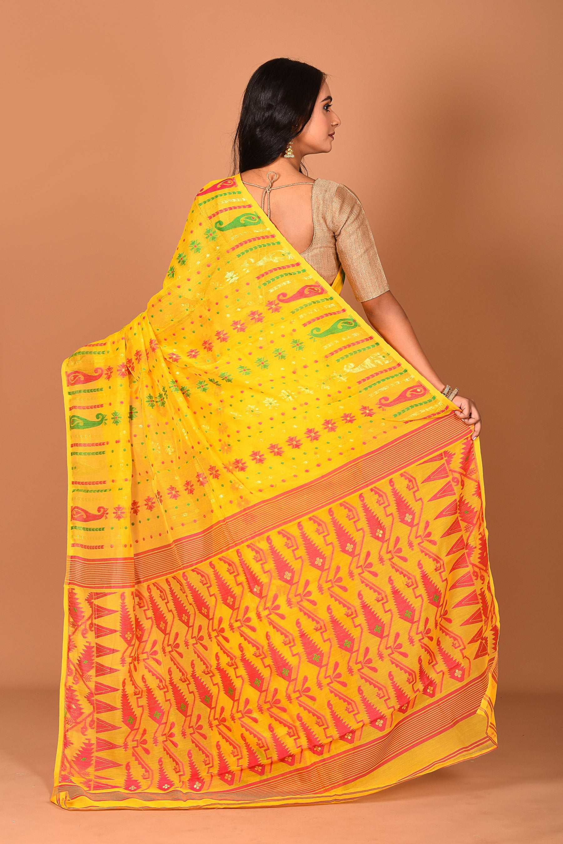 Mustard Yellow Jamdani Saree - Keya Seth Exclusive