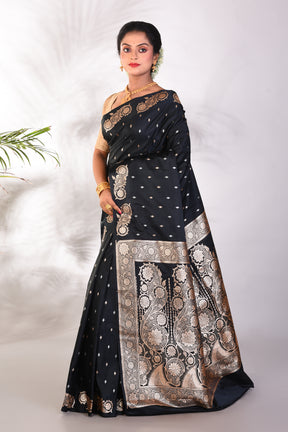 Soft Black Mushroo Silk Saree - Keya Seth Exclusive