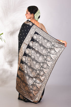 Soft Black Mushroo Silk Saree - Keya Seth Exclusive