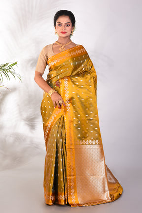 Soft Mustard Mushroo Silk Saree - Keya Seth Exclusive