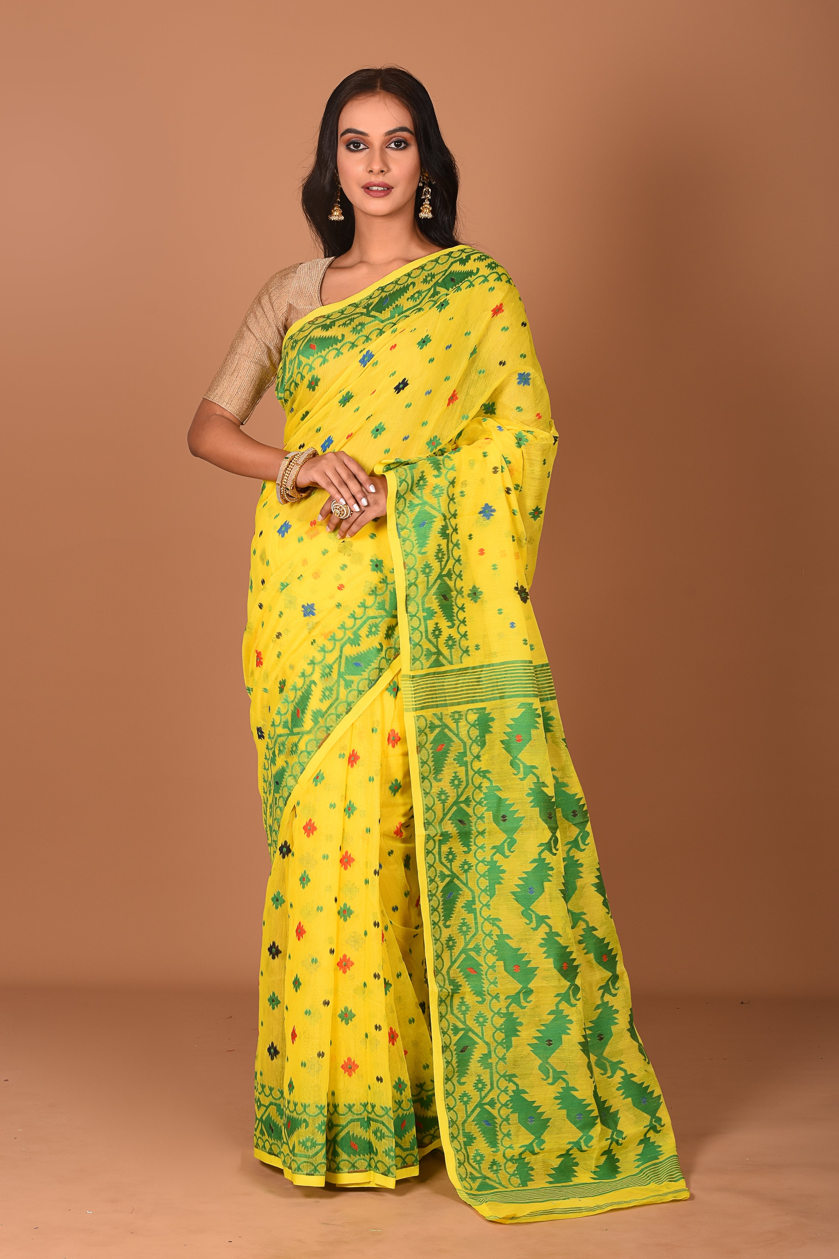 Yellow Jamdani Saree - Keya Seth Exclusive