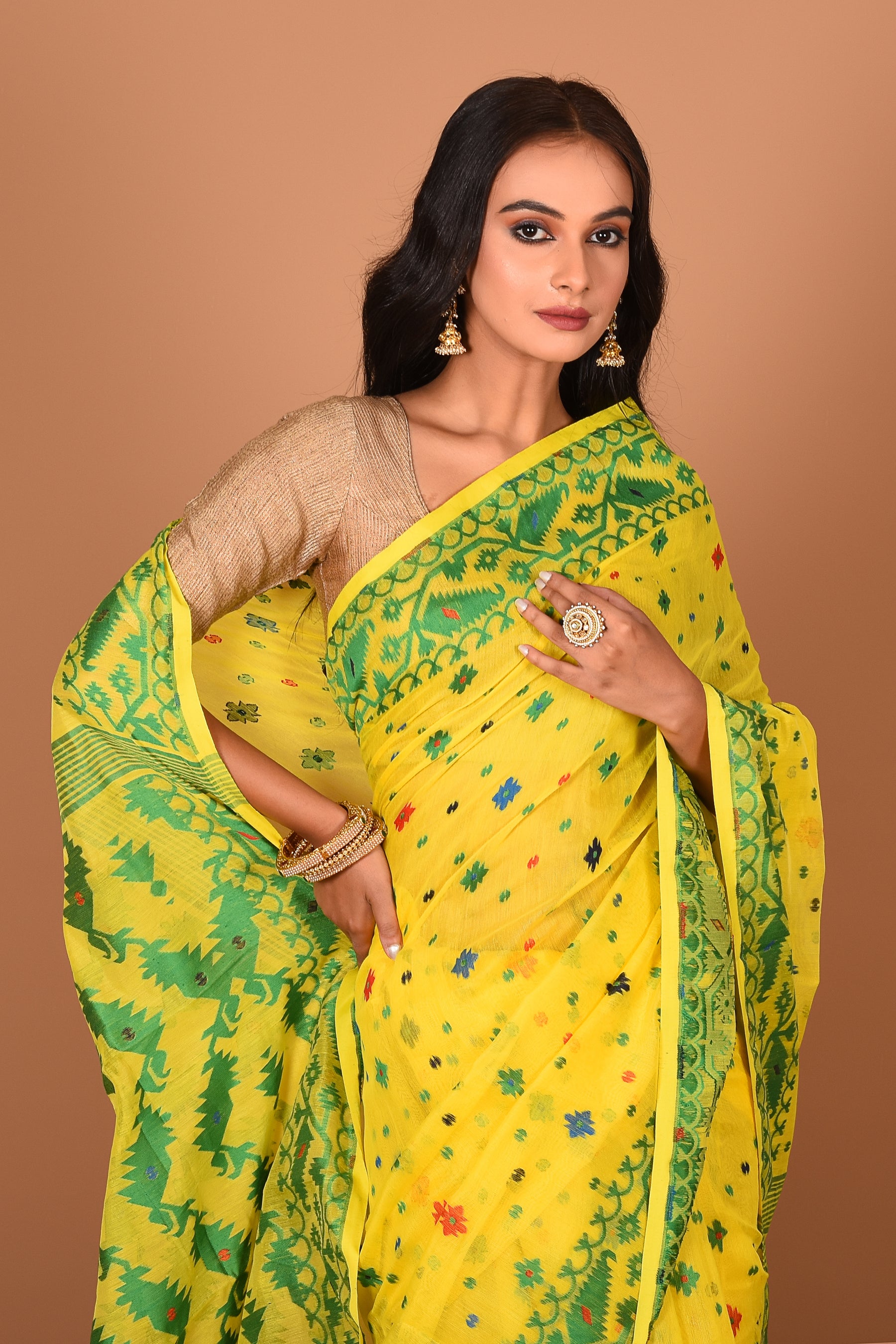 Yellow Jamdani Saree - Keya Seth Exclusive