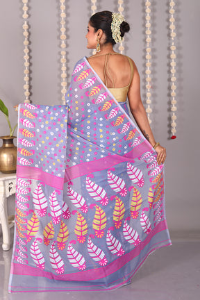 Grey Cotton Jamdani Saree - Keya Seth Exclusive