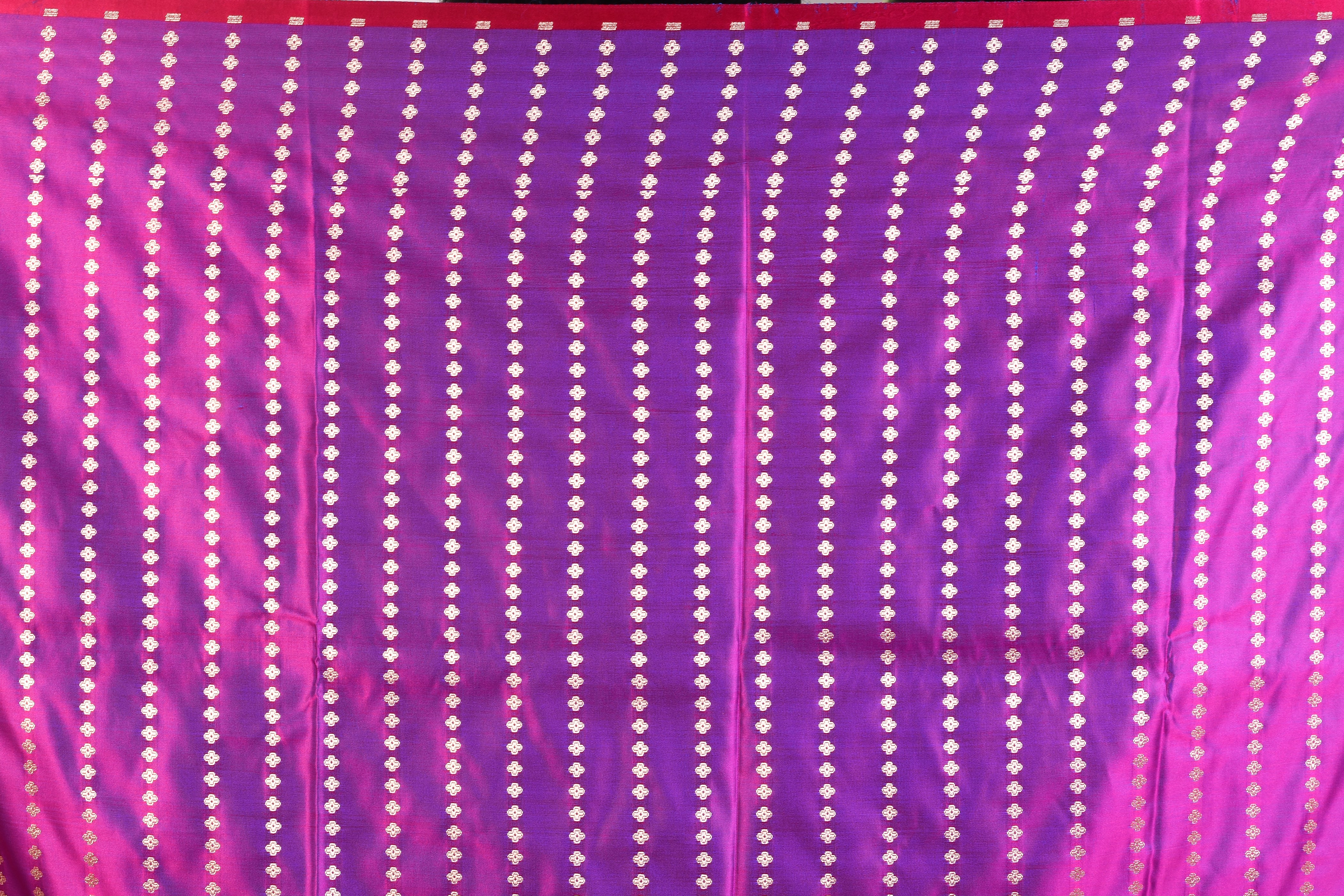 Purple &amp; Blue Mushroo Silk Saree - Keya Seth Exclusive