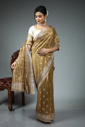 Light Yellow Blended Georgette Saree