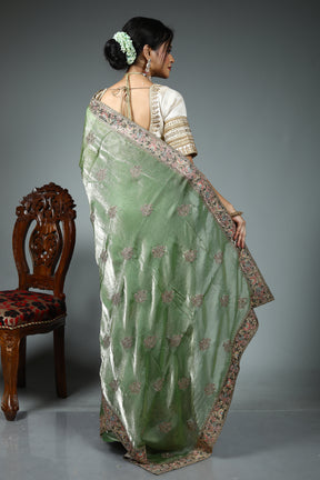 Green Blended Georgette Saree
