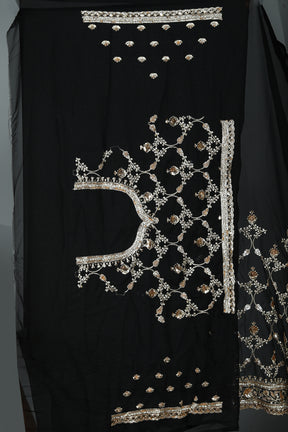 Black Blended Georgette Saree