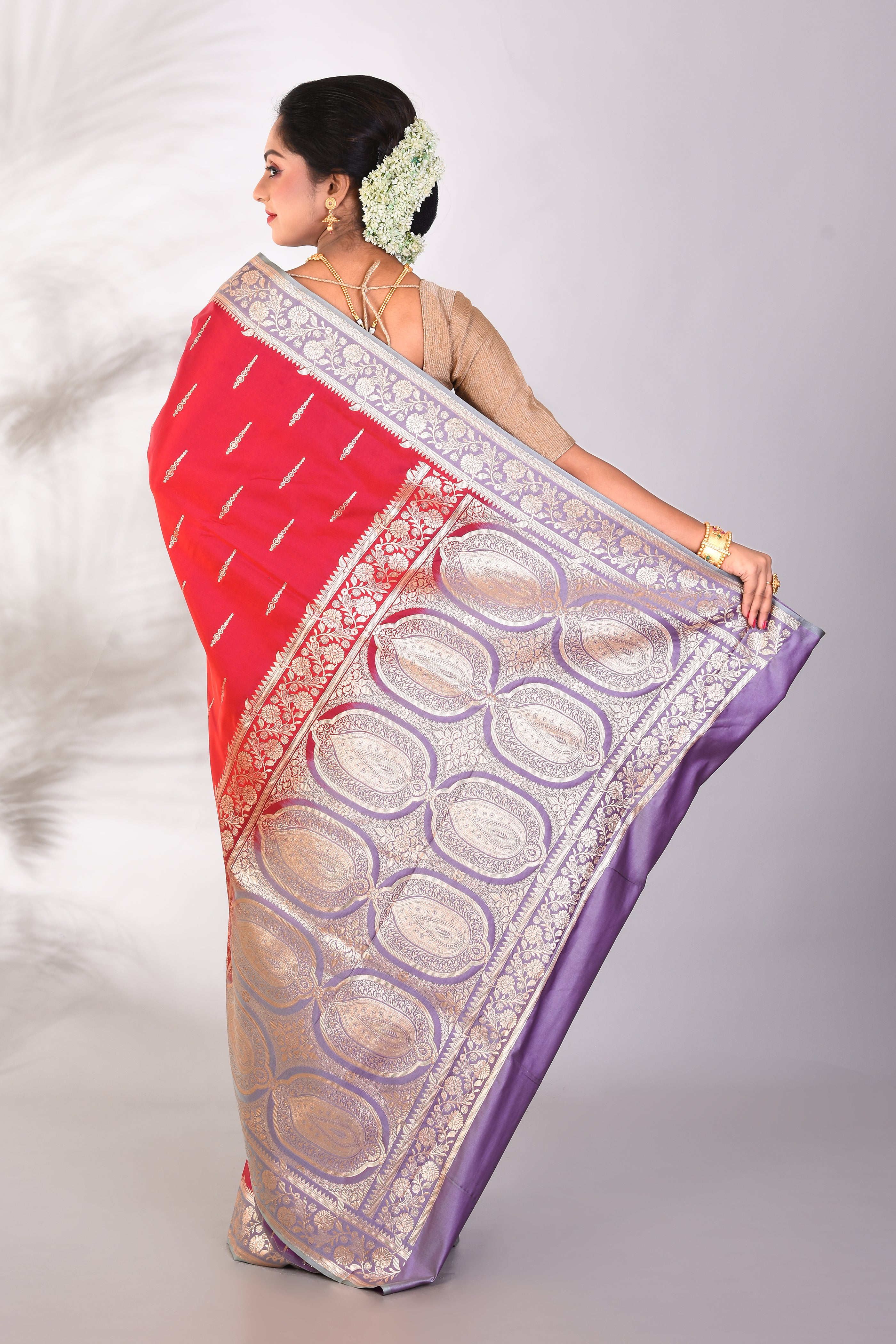 Maroon Mushroo Silk Saree - Keya Seth Exclusive