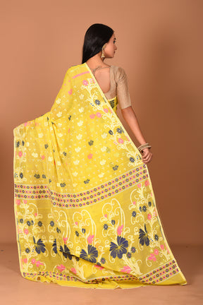 Bright Yellow Jamdani Saree - Keya Seth Exclusive