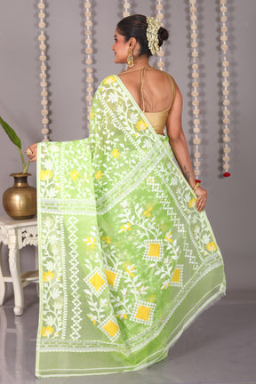 Green Cotton Jamdani Saree - Keya Seth Exclusive