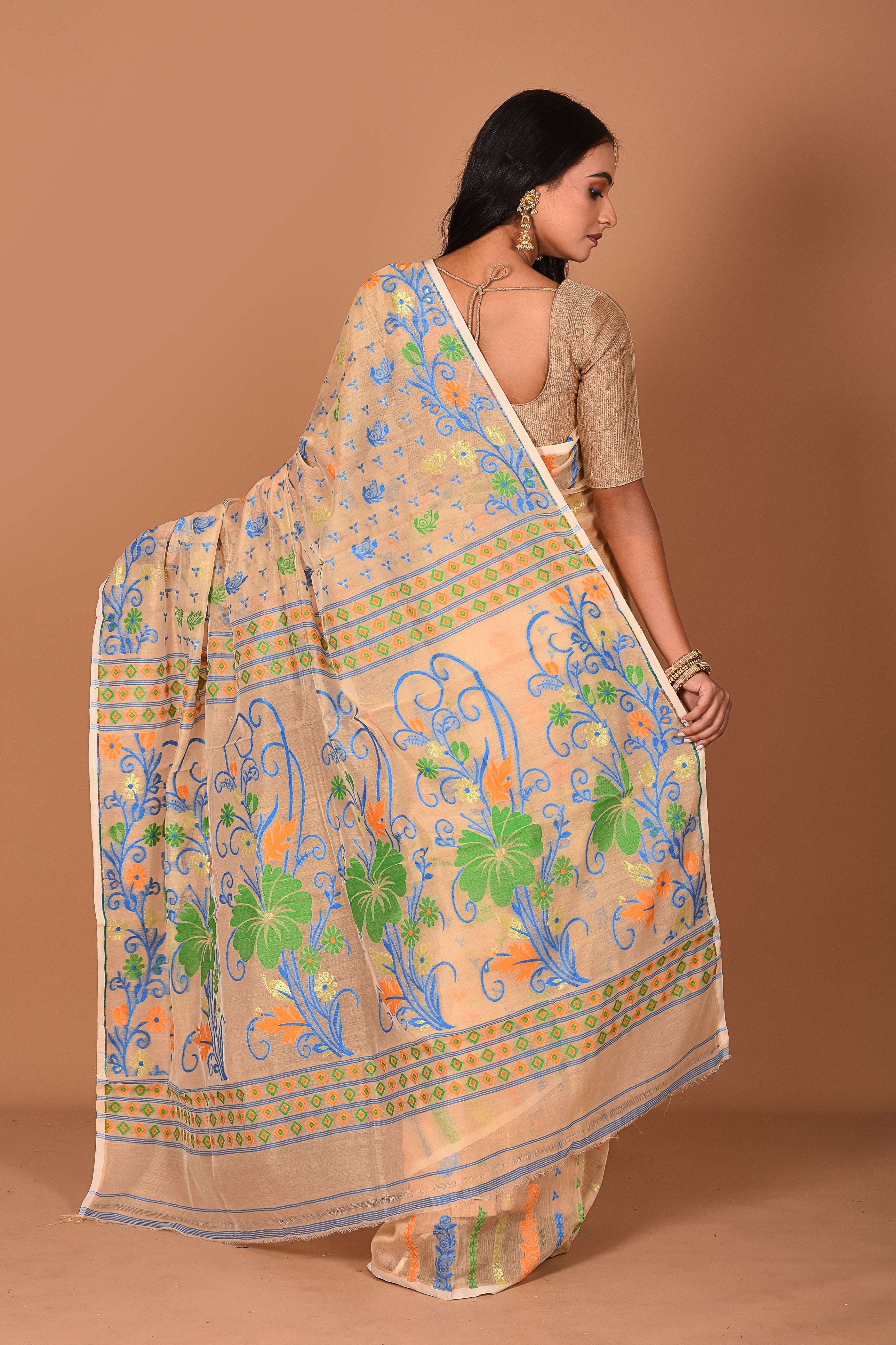 Beige Jamdani Saree - Keya Seth Exclusive