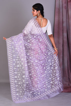 Light Purple Blended Organza Saree with ThreadWorks - Keya Seth Exclusive